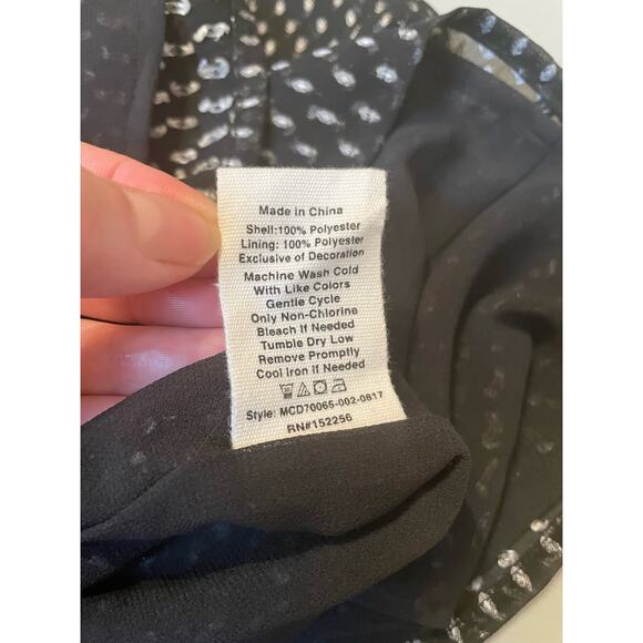 Avec Les Filles Black And White Polka Dot Ruffle Maxi Dress Slit Size 6 - Picture 4 of 8